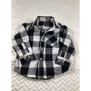 Black & White Plaid Button-Up Shirt For Kids 12-18M made In Italy Luxury AJ NWOT